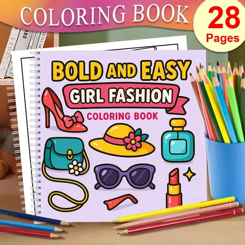 

Книга-раскраска Easy Girl Fashion для взрослых, подарок на день рождения, школьные принадлежности, милая книга для рисования для взрослых