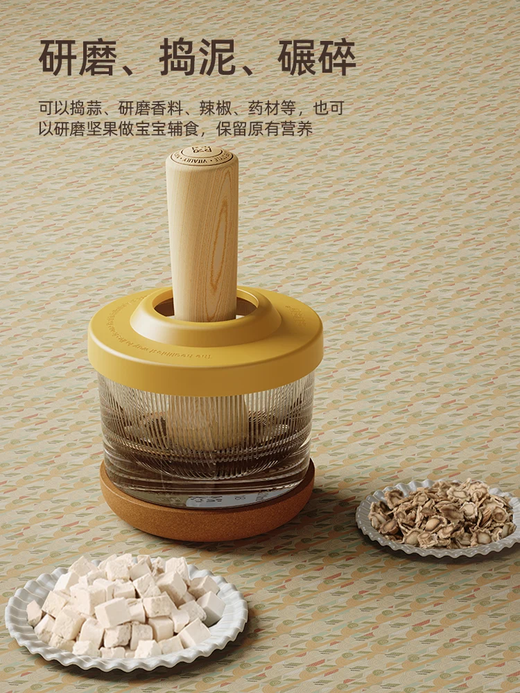 Masher, glass, household pounding pot, grinder, garlic mortar, garlic paste, supplementary food