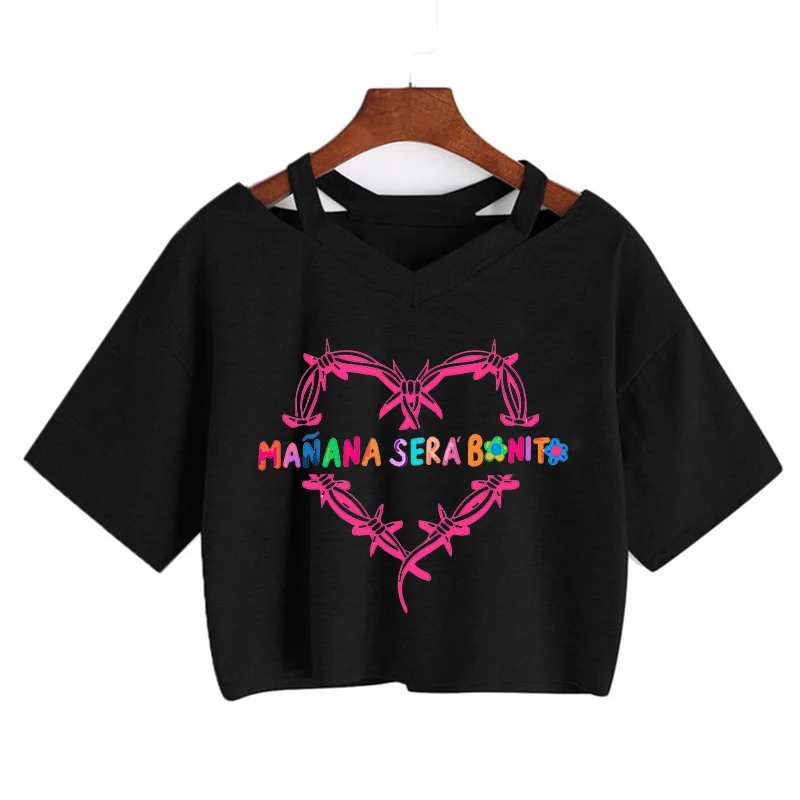 Karol G Heart Crop Tops Women Manana Sera Bonito Cropped Tee Shirt Tomorrow Will Be Nice Graphic T-shirt Funny Y2k TShirt Female