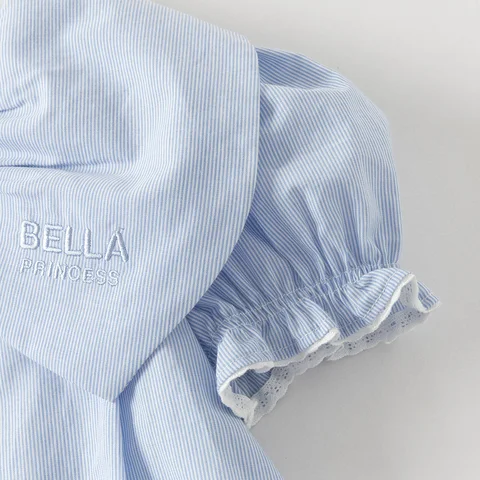 Платья для девочек Dave Bella, летнее платье из чистого хлопка в сине-белую полоску, детская одежда, элегантное, милое, очаровательное платье принцессы для вечеринки DB2262004