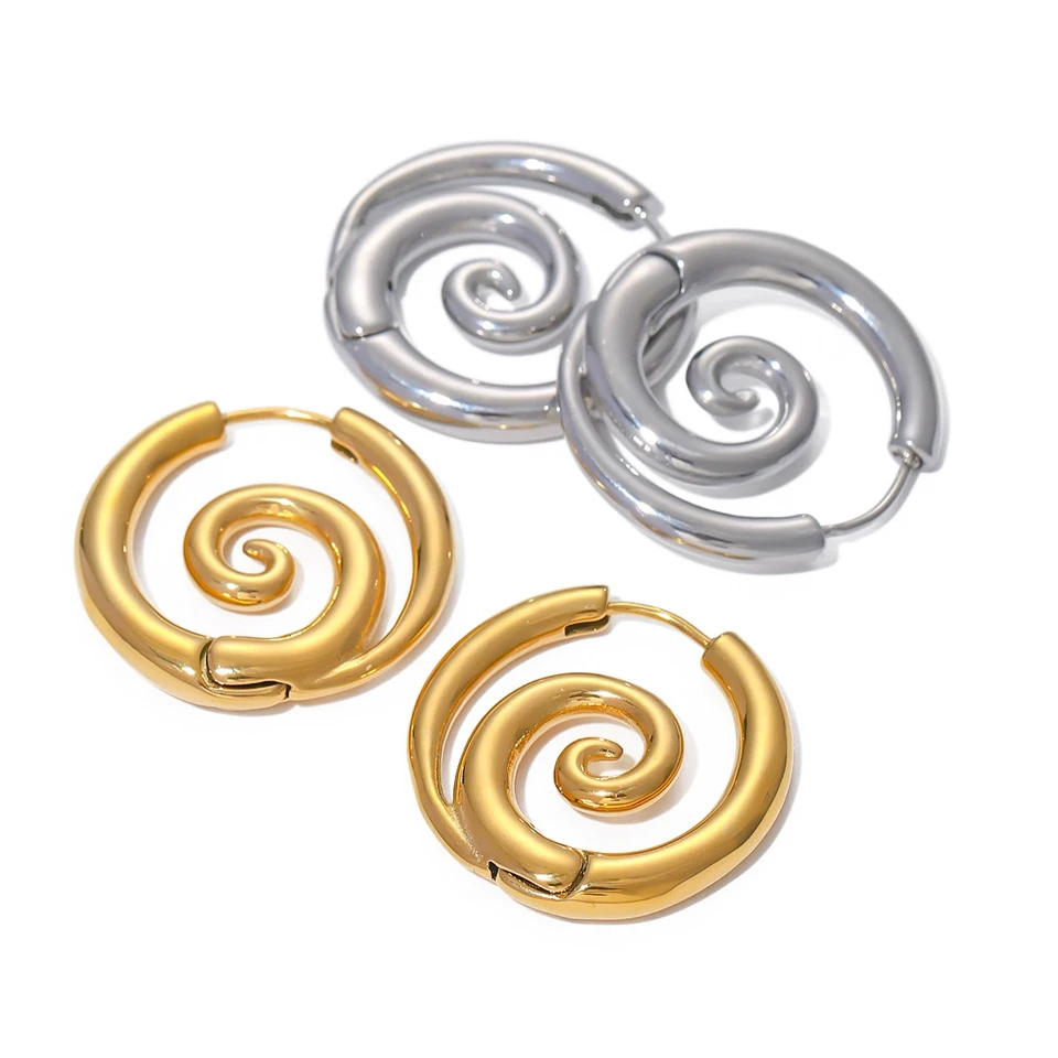 ZAKOL Personalized Mosquito Coil Shaped Stainless Steel Hoop Earring for Women Punk Spiral Circle Ear Accessories Jewelry Gift image 6