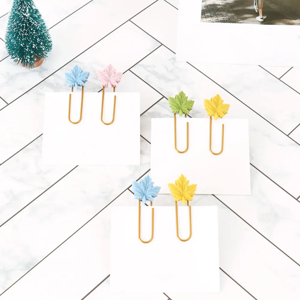 

20pcs Maple Leaf Bookmark Clips Cute Metal Paper Brass Binder Shaped Creative Planner Pencil Gold Cute Sunflower
