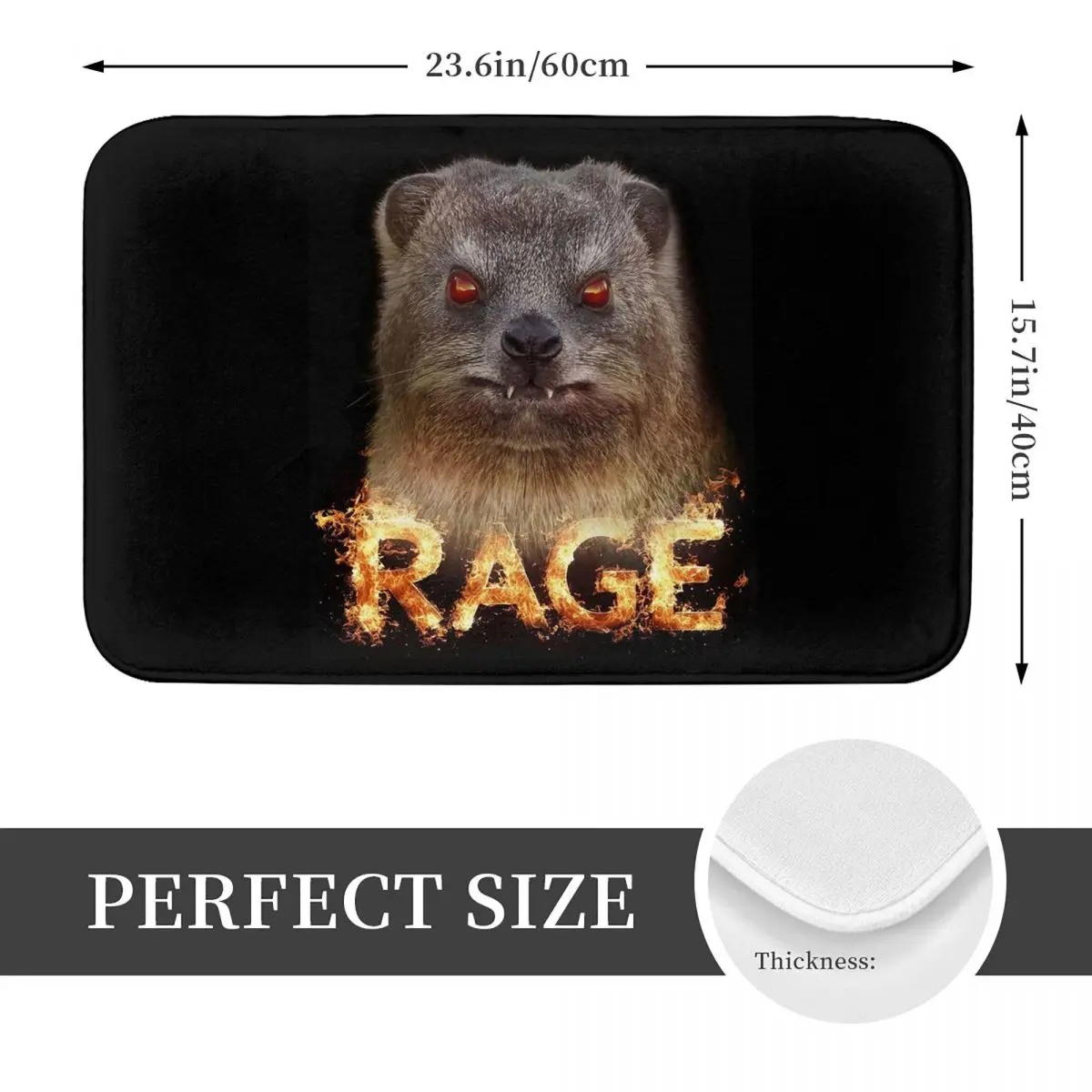 Rage Rock Hyrax In Flames Non-slip Doormat Floor Mat Cushion Carpet Rug for Kitchen Entrance Home Bedroom Footpad Mats