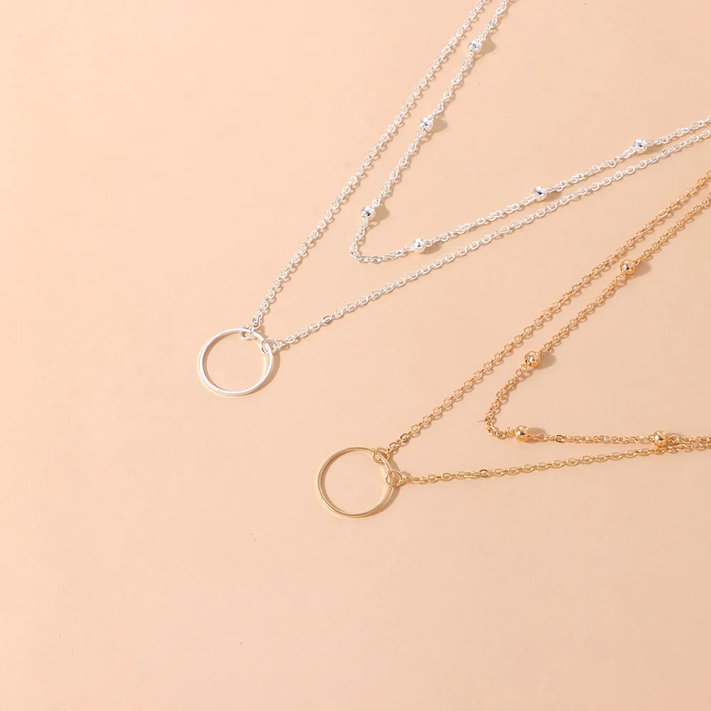 Simple Rings Pendant Necklace Exquisite Fashionable Collarbone Accessories For Birthday Gift