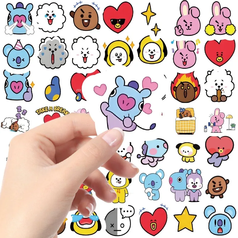 BT21 koya RJ tata Shooky Mang Chimmy Sticker High Color Value Cartoon Cute DIY Decorative Notebook Mobile Phone Shell Sticker view 2