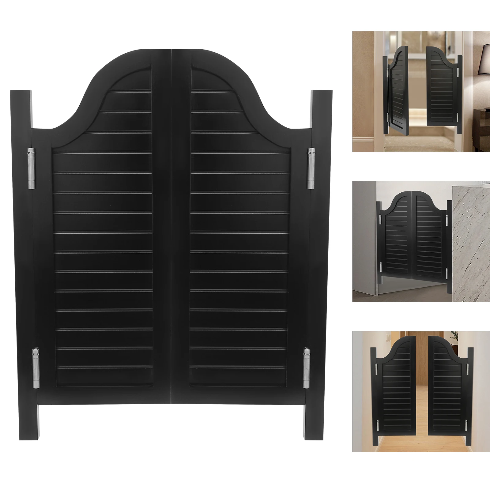 

2 Pcs Pine Wood Partition Door,80*90cm White/Black/Log Color Swing Solid Wood Door Thickness 35mm for Cafes,Bars