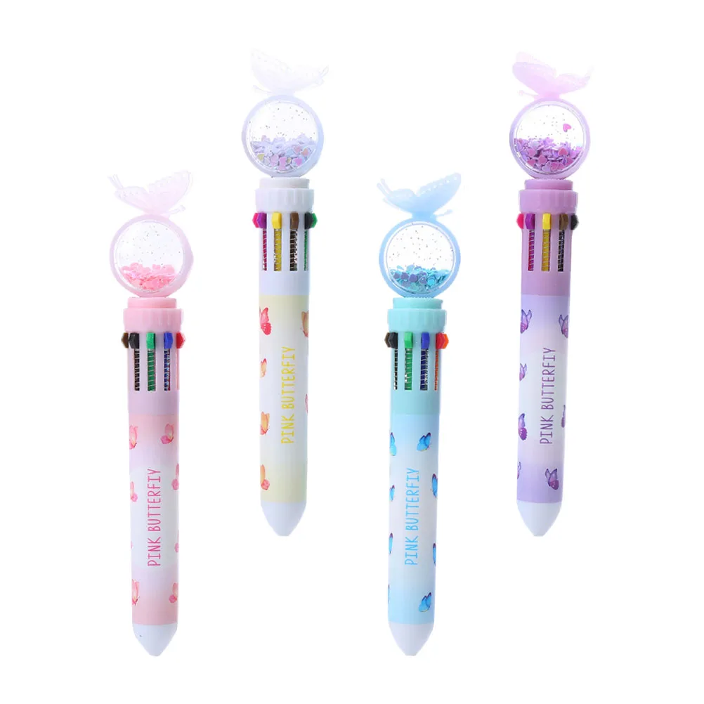 

4pcs Multi-Function Multicolor Bright Glitter Ballpoint Pens For Kids Lightweight Portable Delicate Color Pens Household