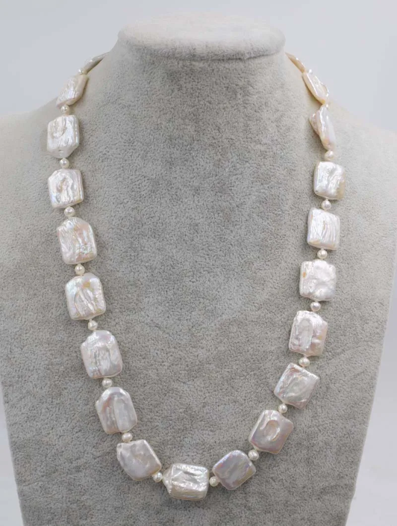 freshwater pearl white reborn keshi oblong necklace nearr round  21