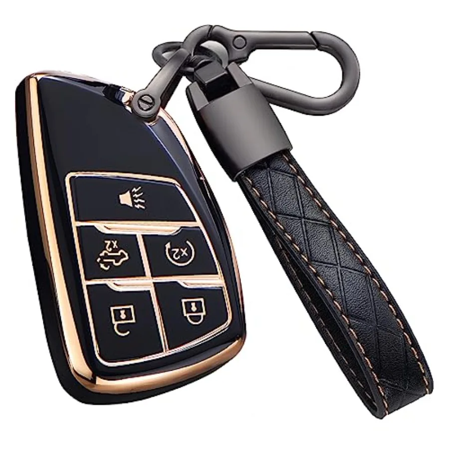 

Key Fob Cover for Chevy GMC with Keychain, Silverado Sierra Tahoe Suburban Equinox Traverse Yukon Denali Terrain Buick Envision
