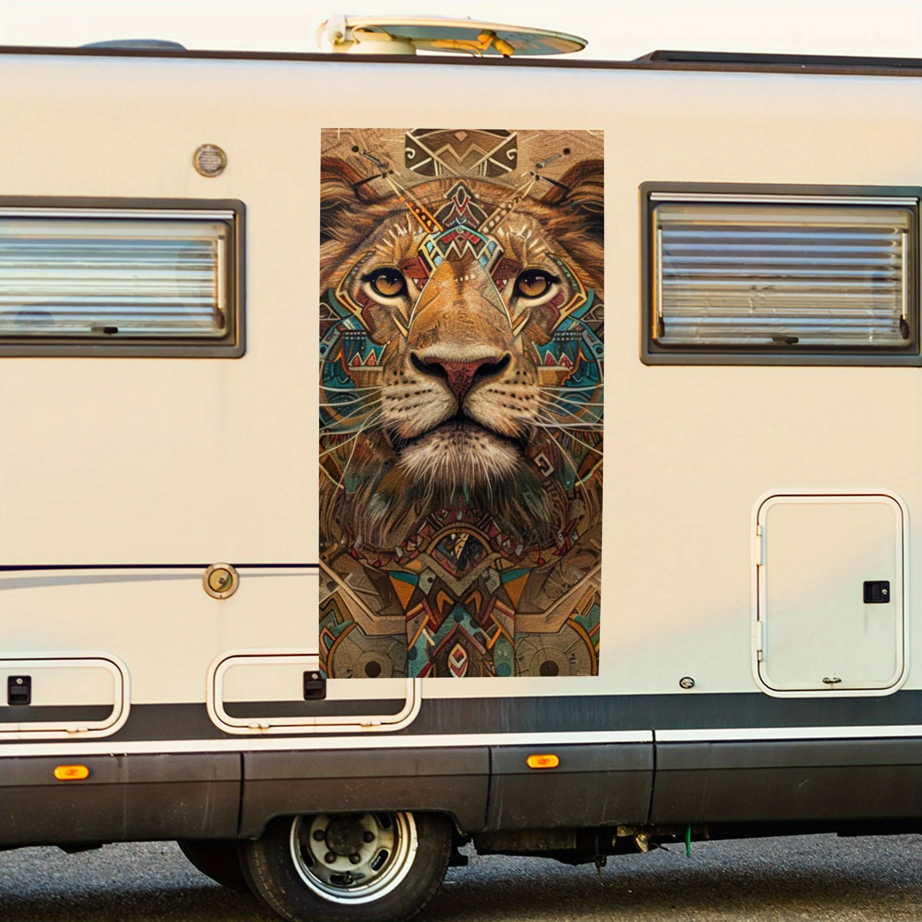 

Ornate Lion Vinyl Decal for Motorhome Car Door, Waterproof Self-Adhesive Vinyl Stickers, Decoration Protection Automotive Car Vi