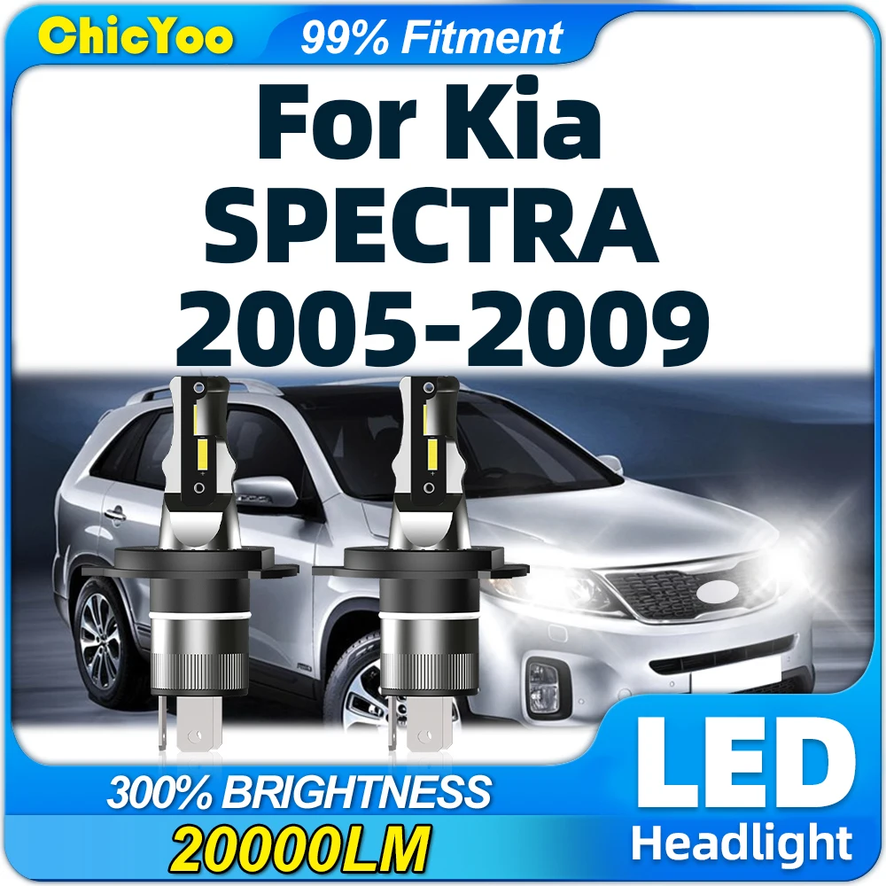 2Pcs 120W H4 LED Headlight Bulbs 20000LM High Low Beam Auto Lamps 12V 6000K White For Kia SPECTRA 2005 2006 2007 2008 2009