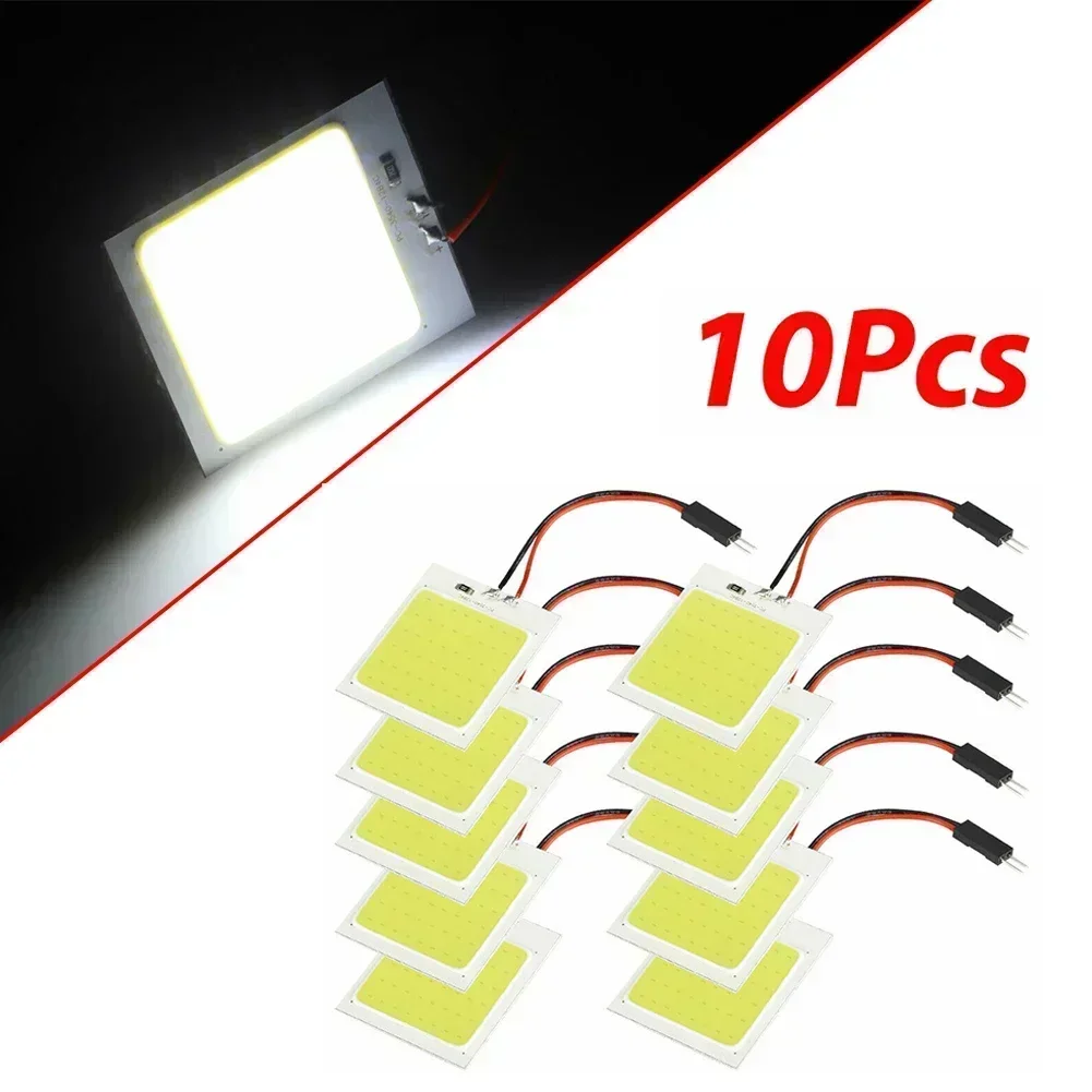 10 sztuk 48SMD COB biała lampa panelowa LED Festoon BA9S 12V 2W wnętrze samochodu kopuła mapa żarówka do czytania