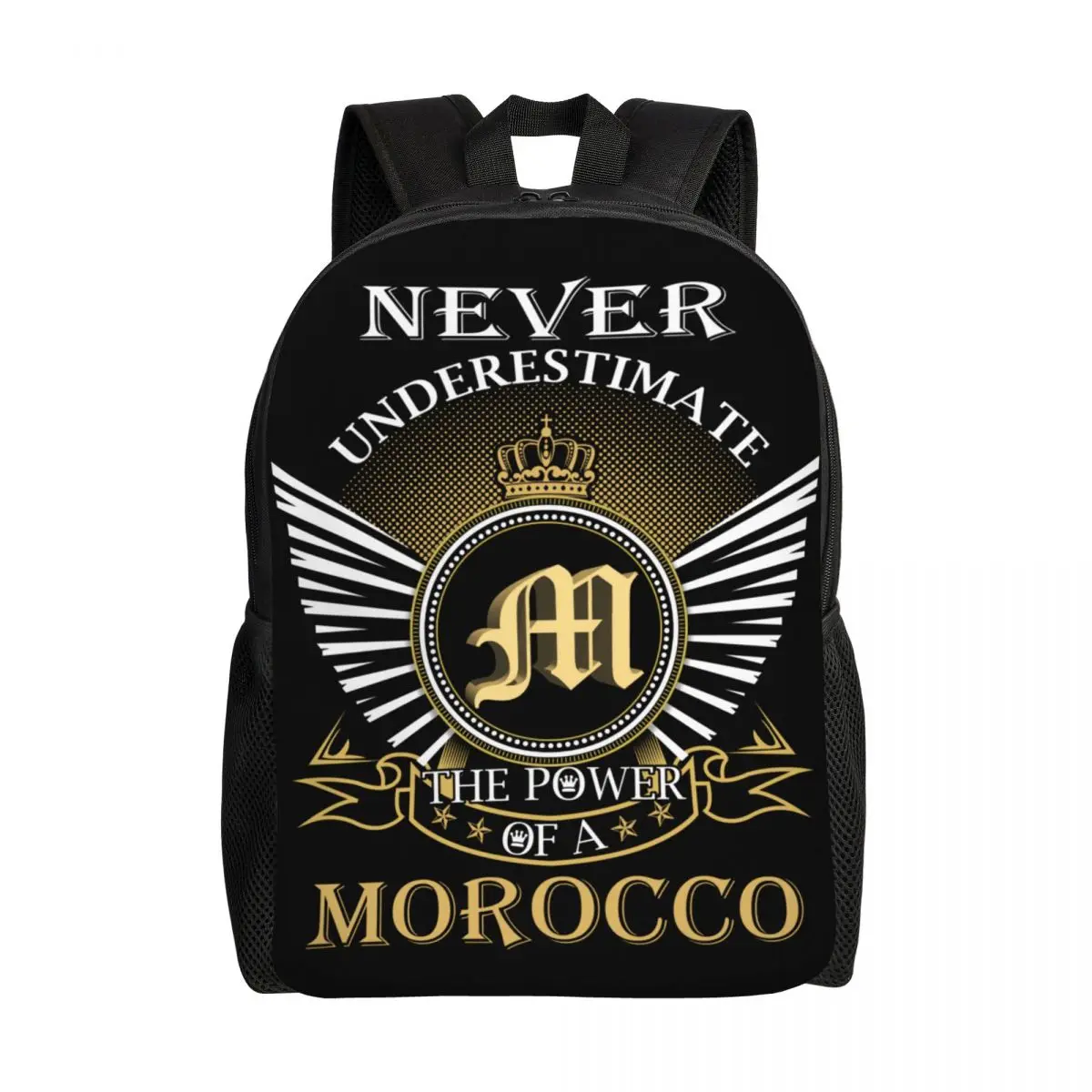 Customized Never Underestimate Morocco Travel Backpack School Laptop Bookbag Moroccan Patriotic College Student Daypack Bags