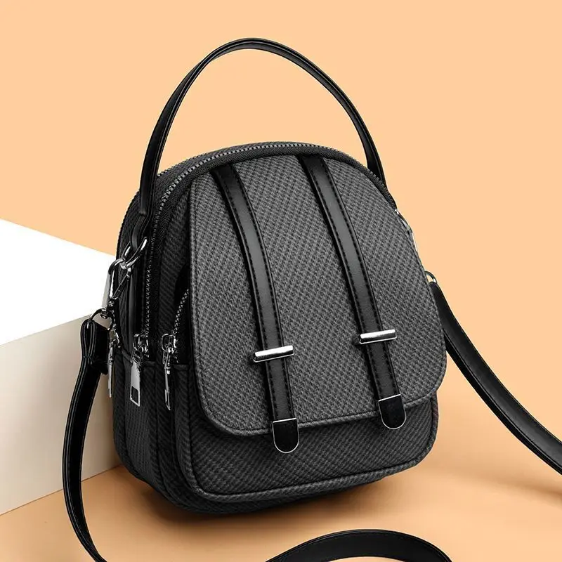 Fashion New Women's Large Capacity Single Shoulder Crossbody Backpack Handheld Soft PU Leather Elegant High-Quality Texture M