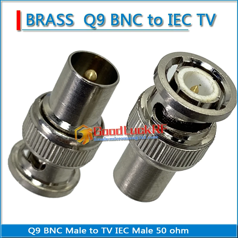 

Q9 BNC Male to IEC Male DVB-T TV PAL RF Connector Socket Plug BNC - IEC Nickel Plated Straight Coaxial 50 ohm