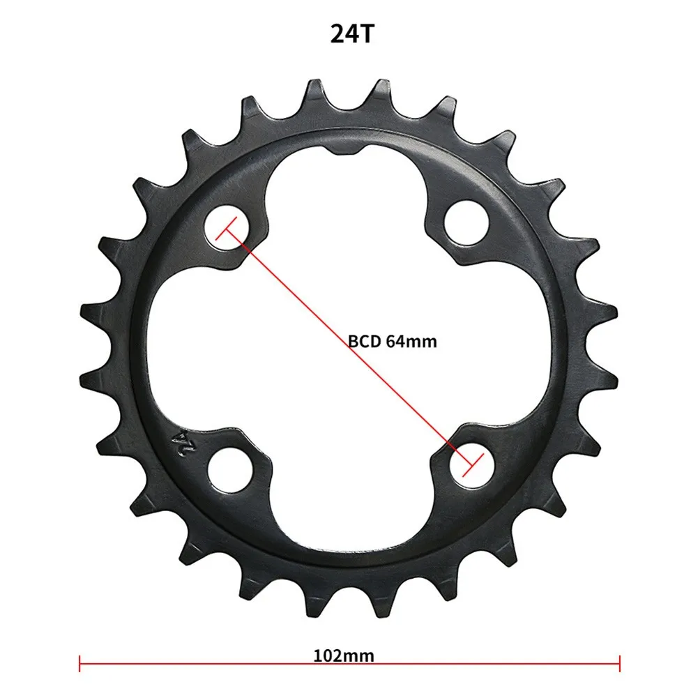 Tooth Chain Ring Carbon Steel 104BCD Chainring with 22T/24T Options Reduces Noise and Increases Chain Retention