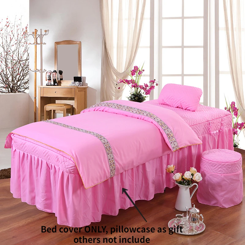 Ruffle Bed Skirt Only for Beauty Salon, Massage Table Bedspread, Skin-Friendly SPA Bed Full Cover with Hole, 1PC