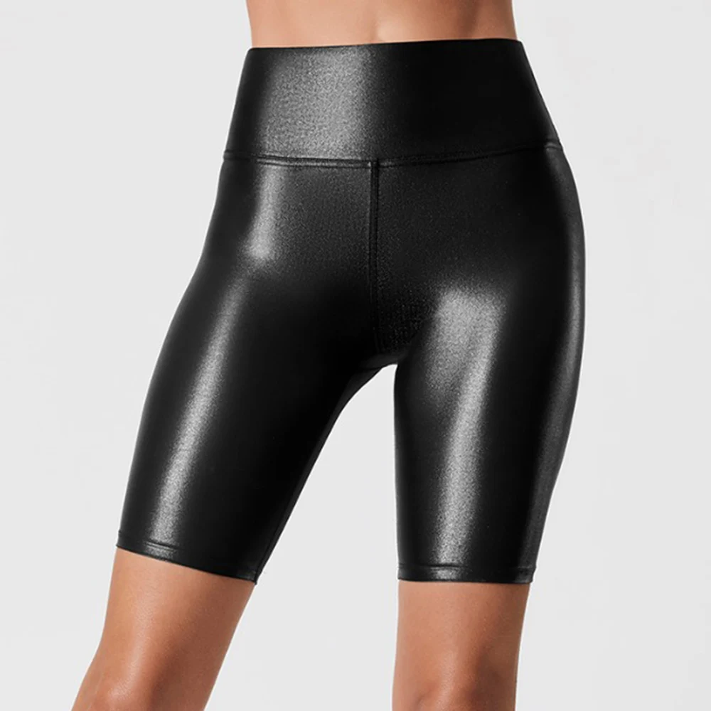 Faux Leather Hot Pants Shorts Ladies Slim fit Sports Stretch Wet Look Womens Yoga Casual Clubwear Gym High Waist