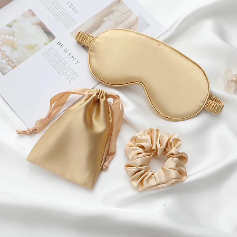 

Sleeping Eye Mask For Women Men With Bag Headband Fashionable Soft Travel Relax Blindfold Health Silk Night Sleep Mask Cover Set