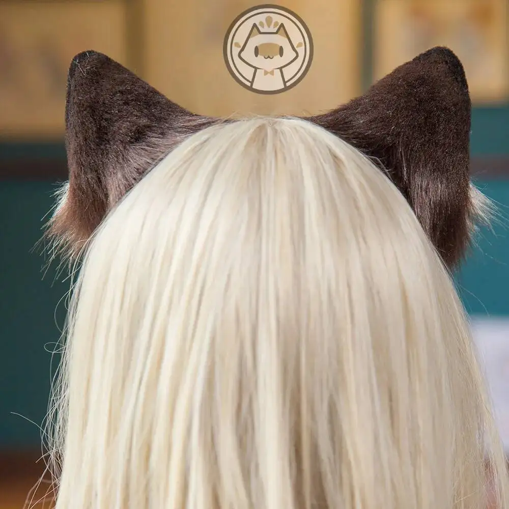 MMGG 新シャム茶色の猫猫耳ヘアフープ帽子ヘッドバンドテールアニメロリータコスプレ衣装アクセサリー帽子ヘッドバンド