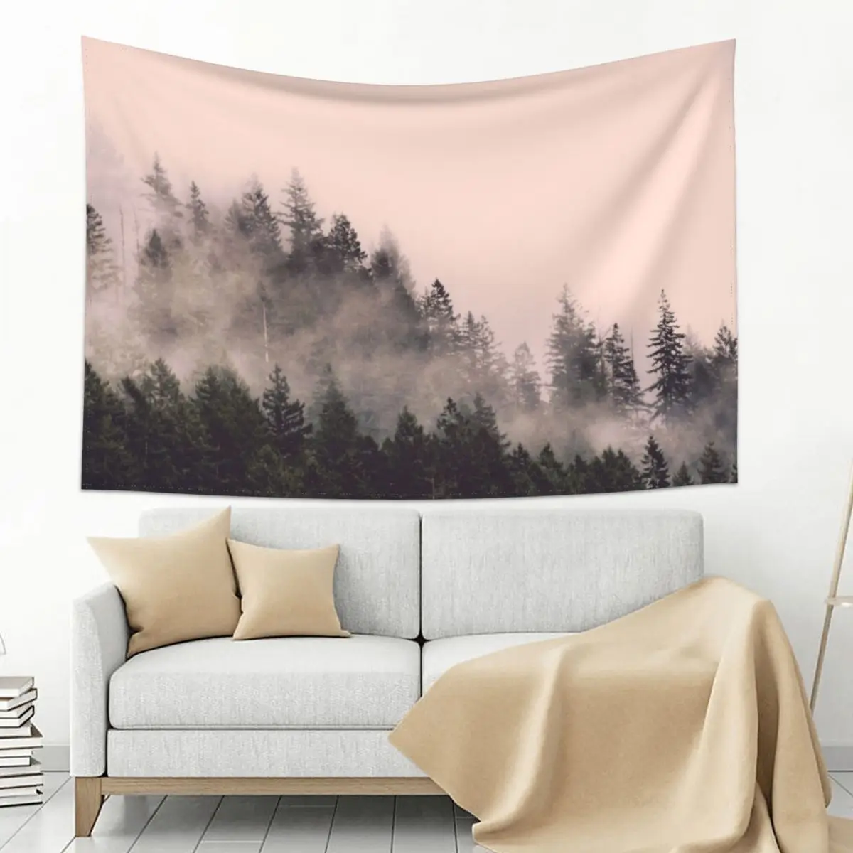 

Peach Forest - Pink Fog in the Woods Tapestry