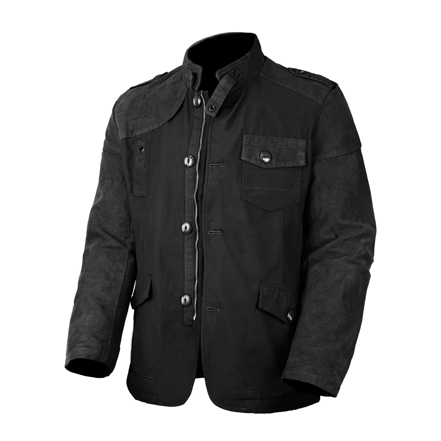 

Free shipping Oversized Mens Long Work Jacket Multi Pocket Stand Collar Casual Coat For Spring And Autumn L to 5XL