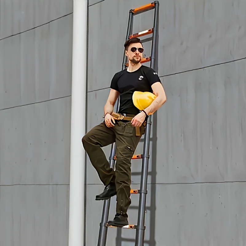 Escalera telescópica plegable de acero al carbono resistente de 90,55 pulgadas: plegable, cómoda y práctica, para el hogar/construcción, multi