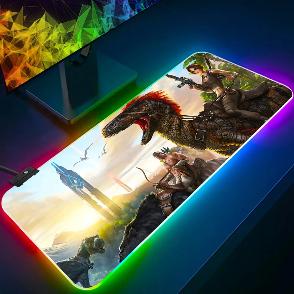 Ark alas Mouse Pad Keyboard Gamer Pc RGB, alas Mouse Pad bercahaya LED, matras karet komputer game