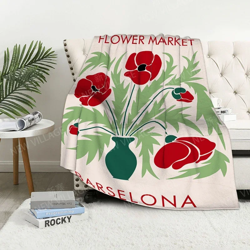 Home decoration plush Sofa blanket Morandi lines and flowers Bedspread on the bed fluffy soft blankets thick blanket for winte