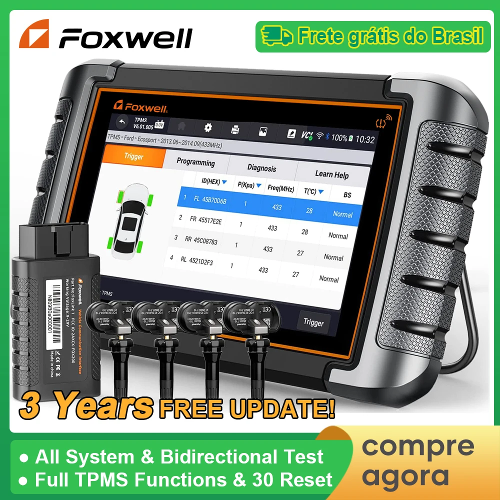 FOXWELL NT809TS TPMS Programming Tool All Systems Diagnostic Bi-Directional Control 30+ Reset OBD2 Bluetooth Automotive Scanner