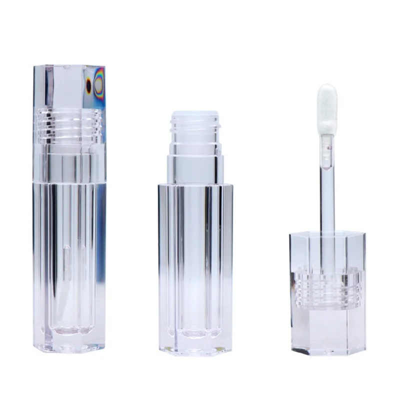 

5ml Lipgloss Bottle Empty Cosmetic Packing Containers Hexagon Shape Clear Lip Gloss Base Liquid Lipstick Tube DIY Refillable