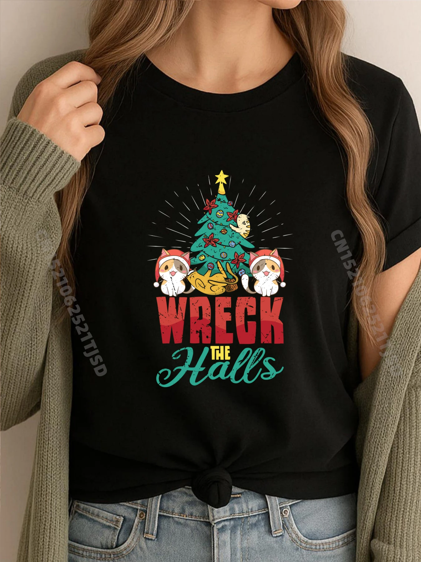 

Funny Christmas Cat Lover Deck The Halls Kitty Pun Mens Clothing Mens Men's Clothing Figures