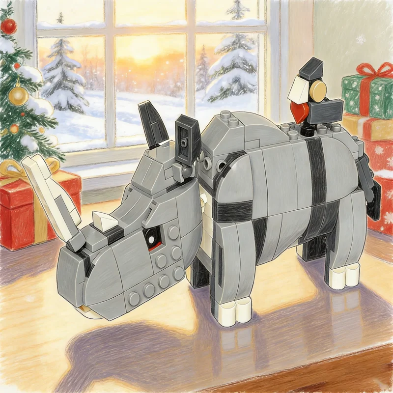 

225pcs MOC Creator 3 1 Rhino Model Building blocks toys Architecture Christmas gifts Assemble DIY Education Brick creative idea