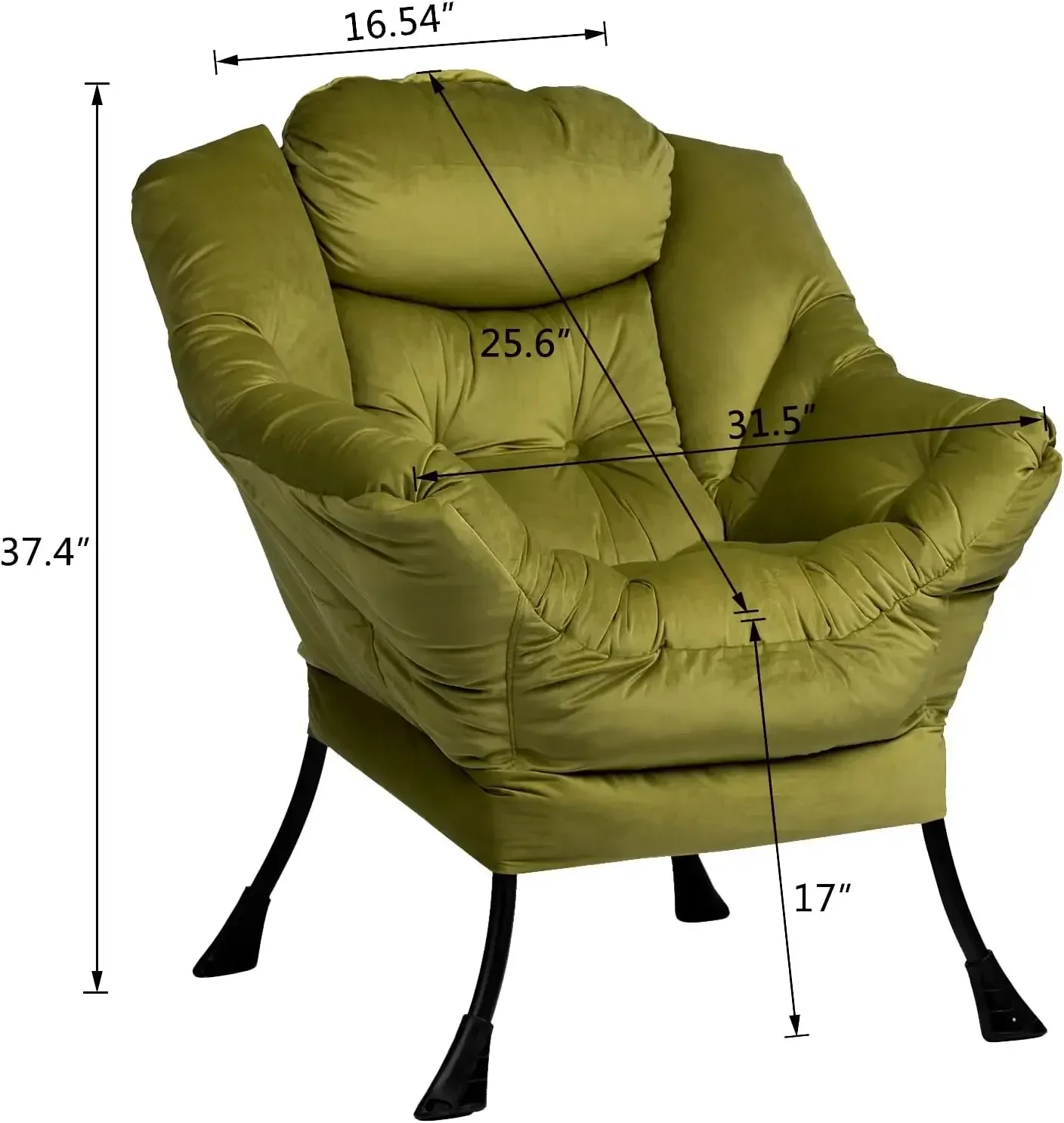 Suprimentos de móveisHollyHOME Cadeira preguiçosa grande de tecido moderno, cadeira de leitura confortável de grandes dimensões com detalhes, espreguiçadeira aconchegante acolchoada e grossa