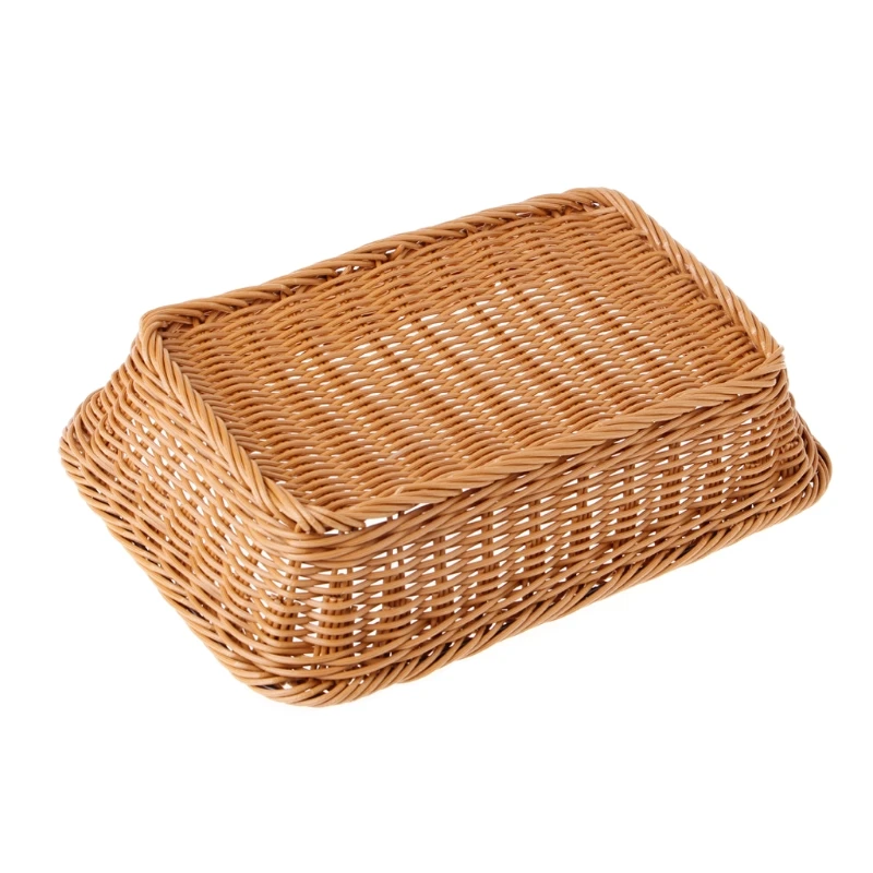 Y1UU Home Square Artificial Rattan Harden Storage Basket Fruit Bins