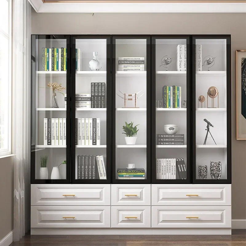 Floor Glass Door Bookcase Entire Wall Bedroom Study Free Co…
