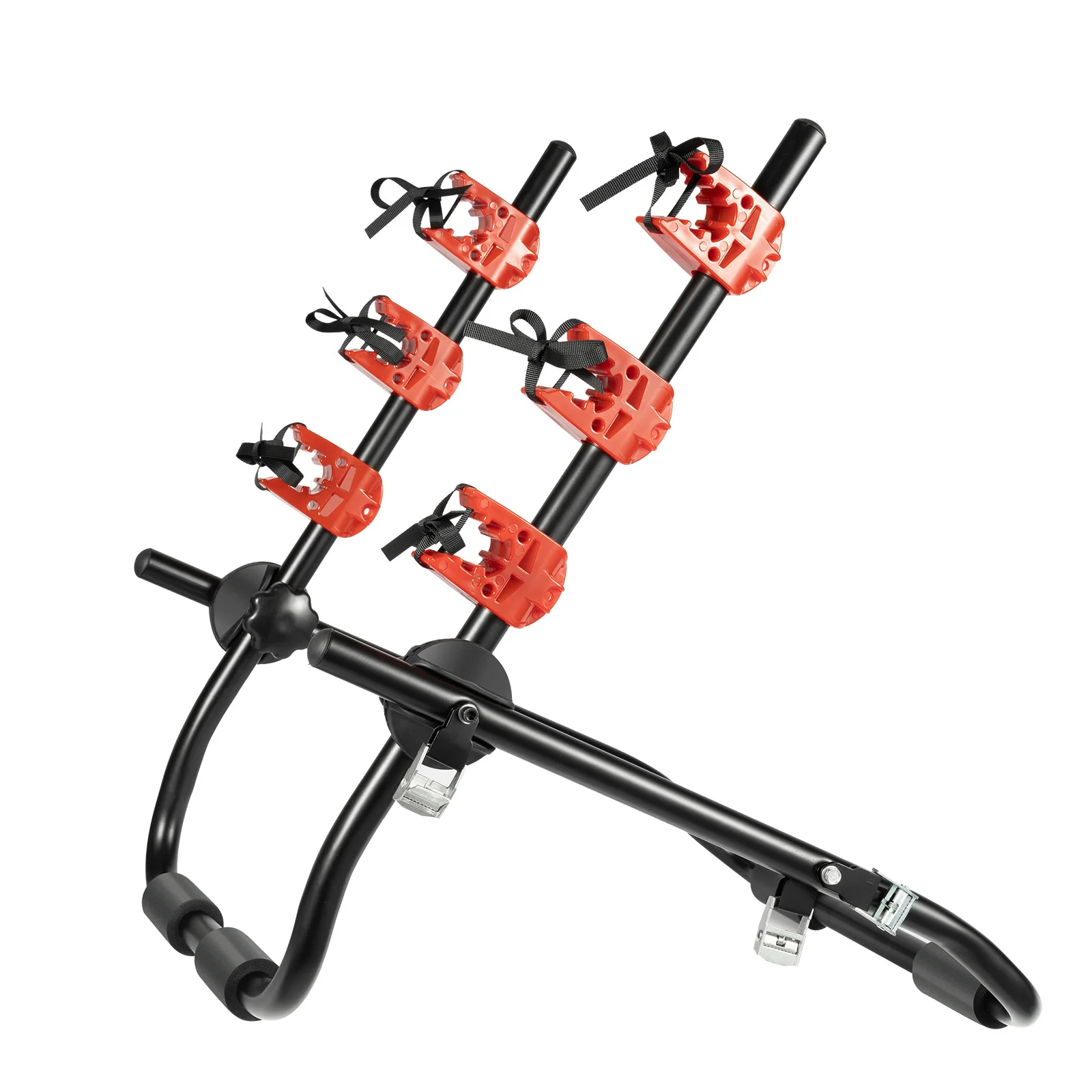 20kg Steel Foldable 3-Bike-Trunk-Mount Black And Red For Hatchbacks and SUVs Modern Three Bicycles Trunk Bike Rack