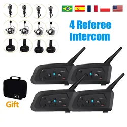 V4C PRO Full Duplex Bluetooth Headphone Soccer Conference Interphone 4 Users Football Referee 1200M Intercom Headset