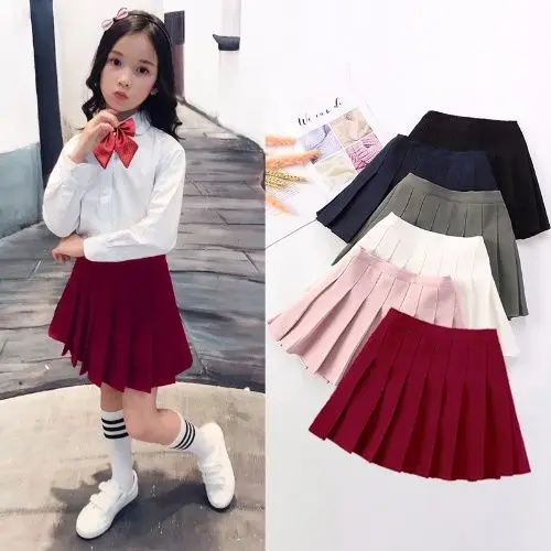 2024 New summer girl mini Skirt  baby children kids casual Dance Solid color skirt