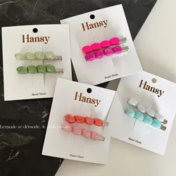 Korean Style One-Pair Package Jelly Color Barrettes Female Sweet Elegance Bangs Side Clip Duckbill Clip Shredded Clip Hairware