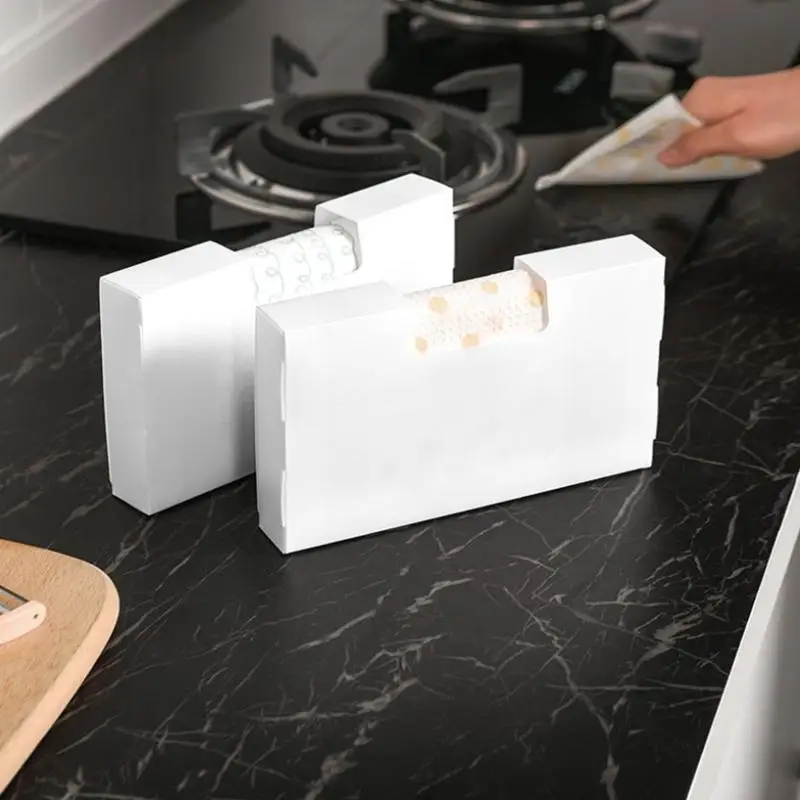 Compact Plastic Bag Storage Box for Gloves Garbage Bags Dual Size Holder for Kitchen Drawer Cabinet Use