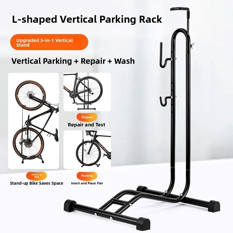 

Vertical L-aped Bicycle Display Stand Repair Parking Ra Road Bike Support Braet Convenient Fixed Installation