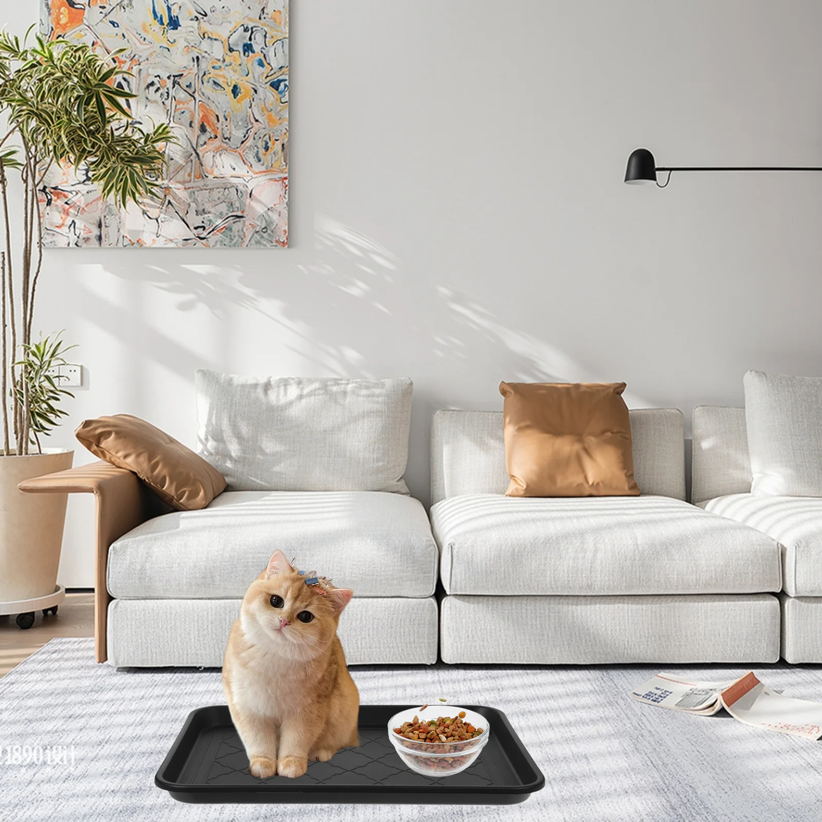 

Boot Tray Plastic Multi-Functional Entryway Shoe Storage Tray Pet Feeder Mat Sundries Organizer Shoe Mats for Entryway Indoor