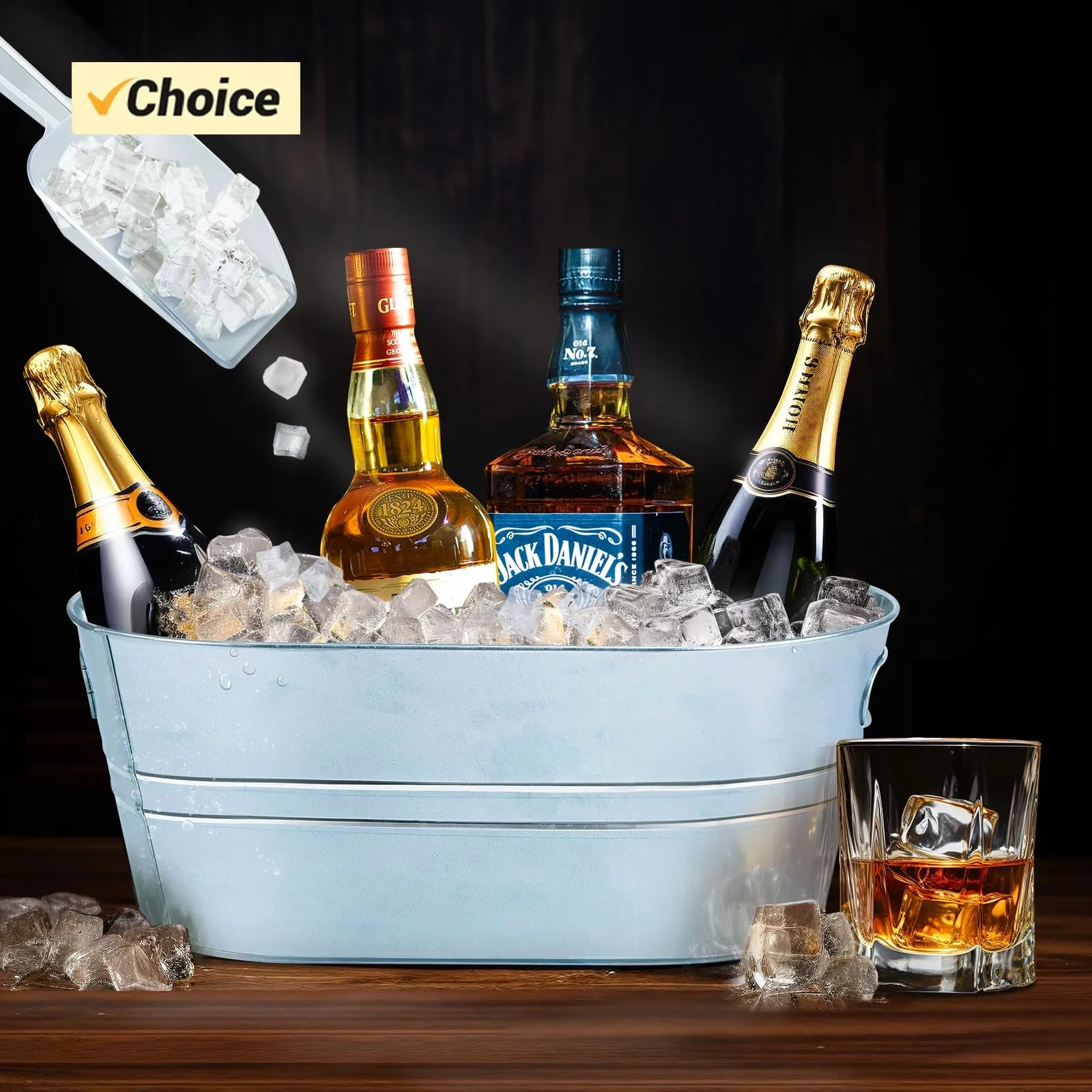 

4 Gallon Galvanized Metal Ice Buckets, Ice Buckets For Parties Wine Beverage Tub With Carry Handle For Home/Bar Beer Champagne