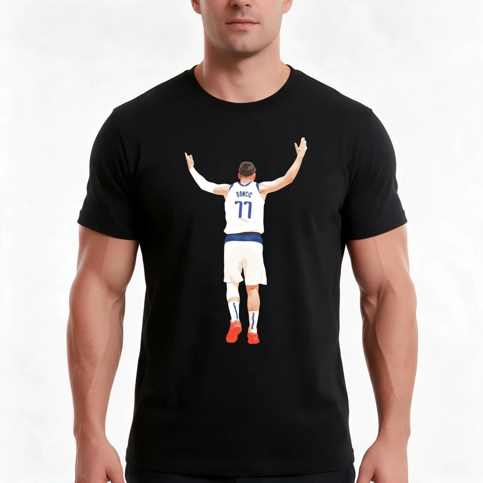Luka Don?i? 77 Basketball Dallas T-Shirt, Summer Casual Cotton Tee, Oversized Streetwear Tops, Vintage Graphic Print