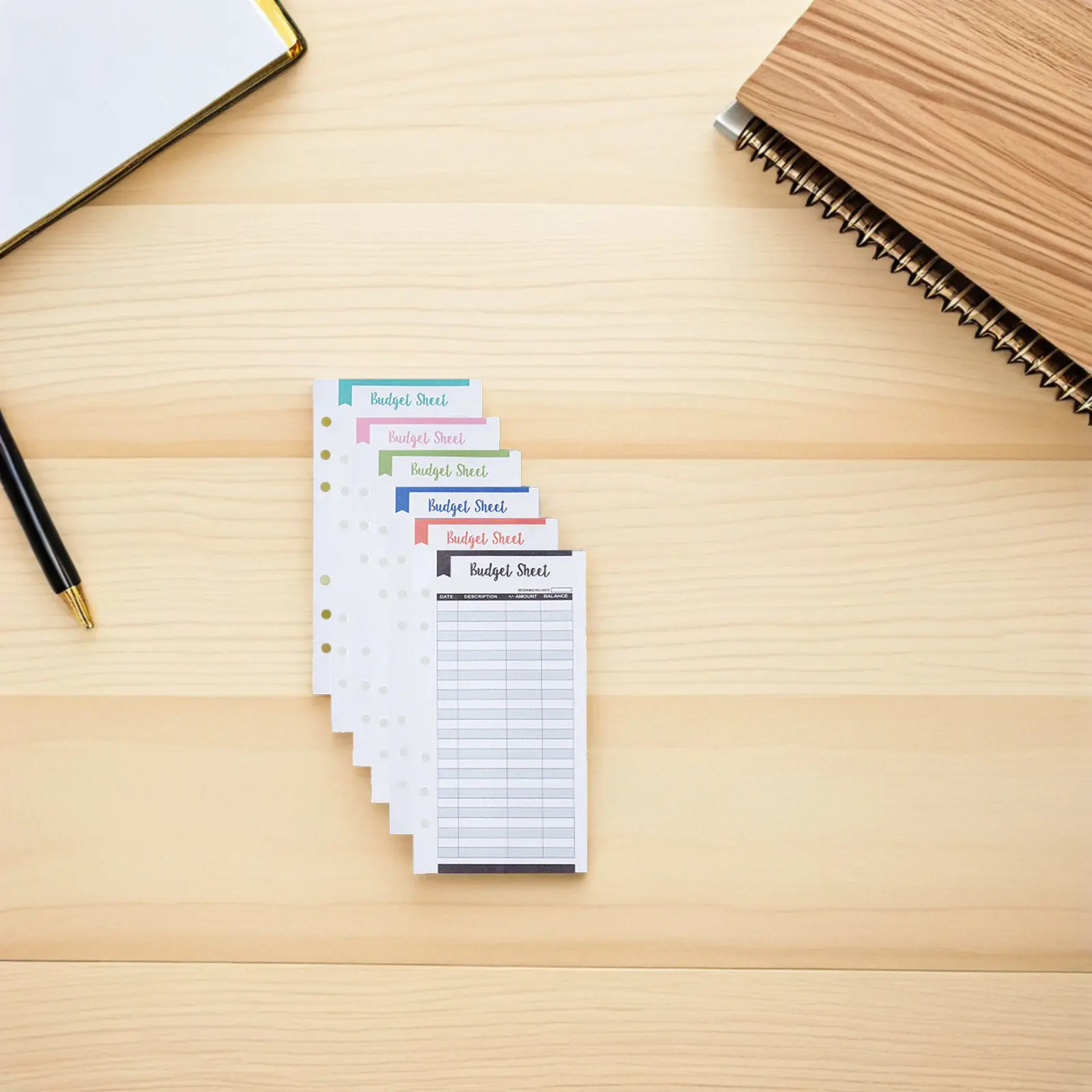 24Pcs Notebook Budget Sheets Portable Expense Tracking Cards for Budget Recording Home Business Trip Use Cash Binder Refill