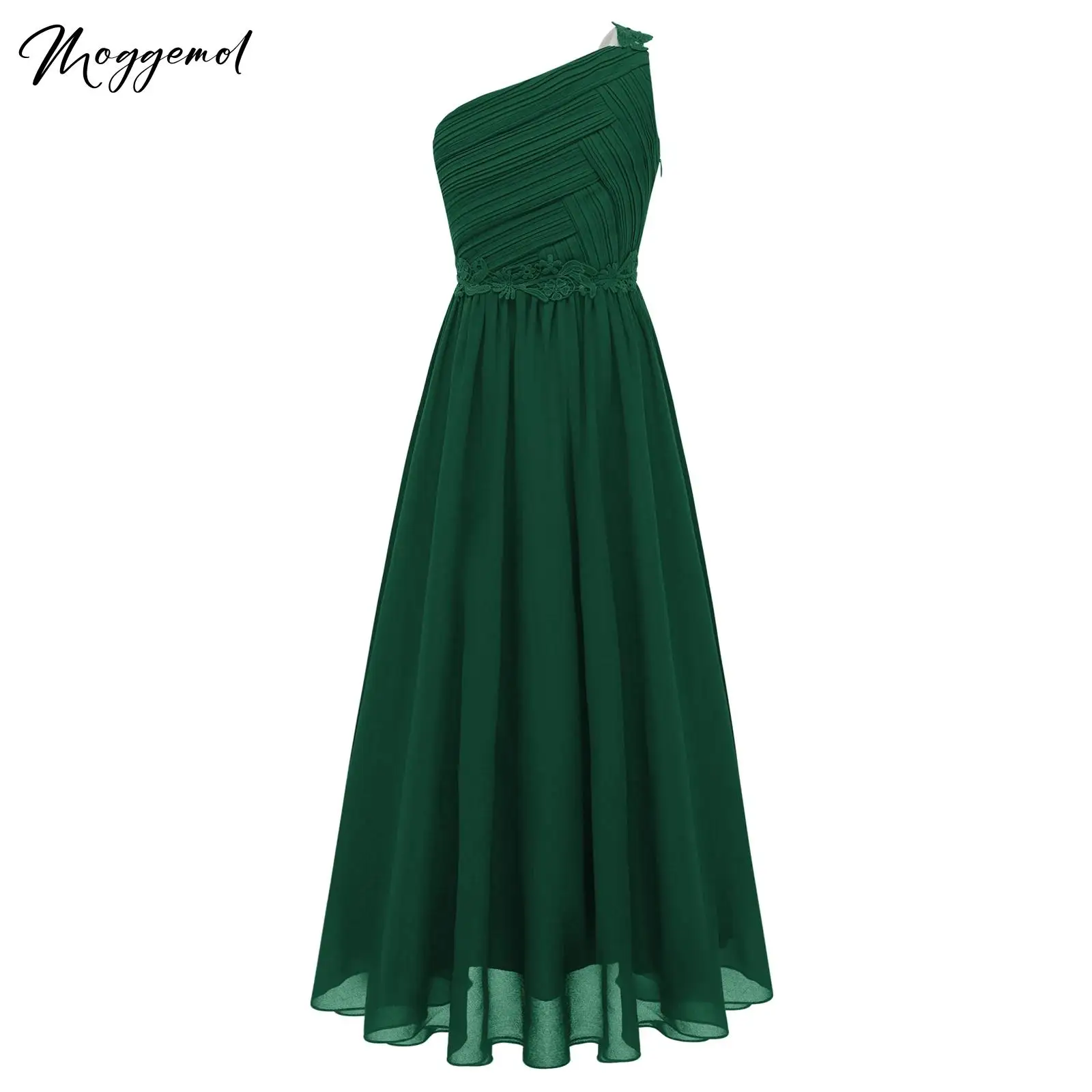 Kids Girls Wedding Bridesmaid Dress Elegant Guipure Lace Ruched Long Party Formal Dance Dresses Child Birthday Evening Prom Gown