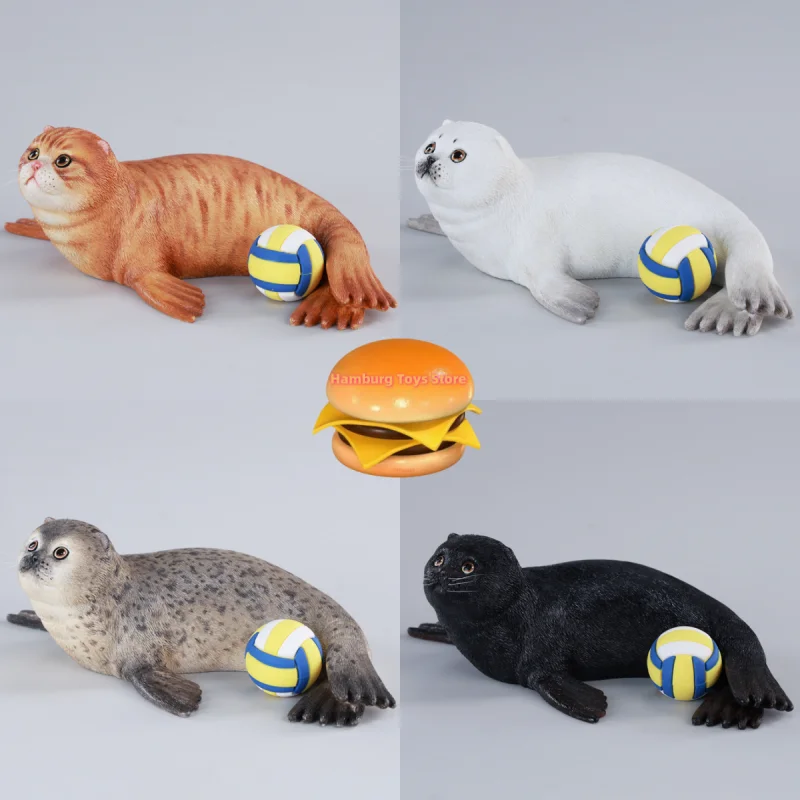 

JXK Seal Meow Meow Team Simulation Animal Model Ornaments Cute Seal Figurines 10*9*5cm Desktop Decoration Gifts