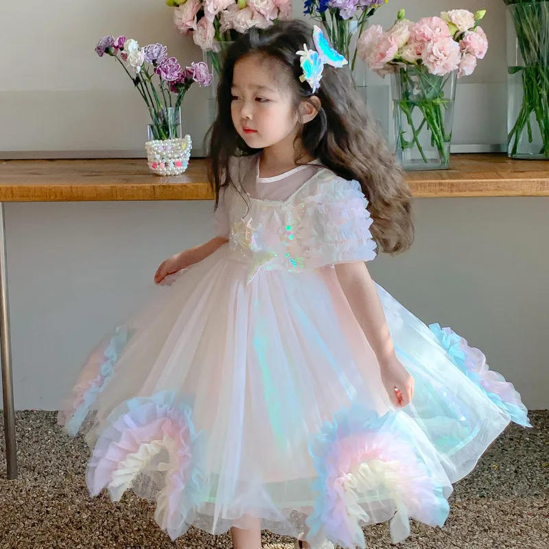 

Girls Princess Dress Summer Dress2025New Style Fashionable Puffy Skirt for Girls Summer Children's Dress