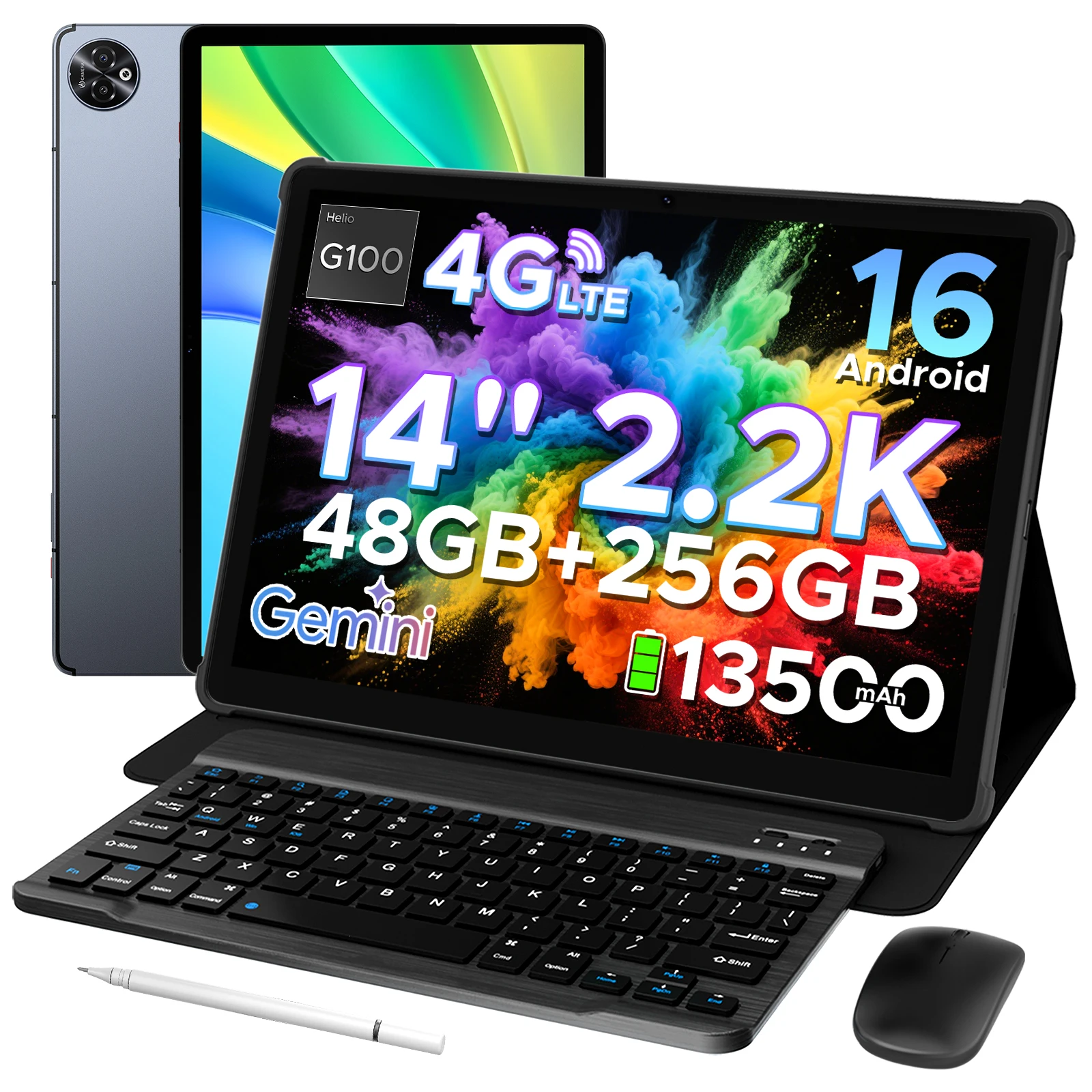 DOOGEE Tab E3 Max Tablet PC 14'' 2.2K Scherm 48GB 256GB 13500mAh Grote Batterij Helio G100 16MP Gemini AI Android 16 Smart Pad - afbeelding 1
